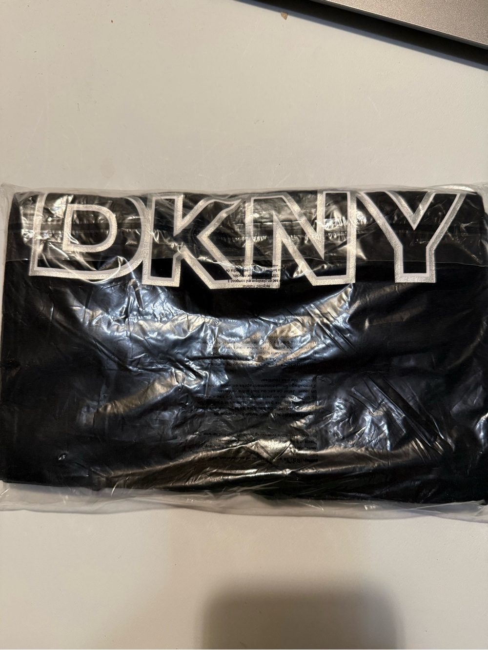 DKNY Black Logo Sport Tee with White Lettering